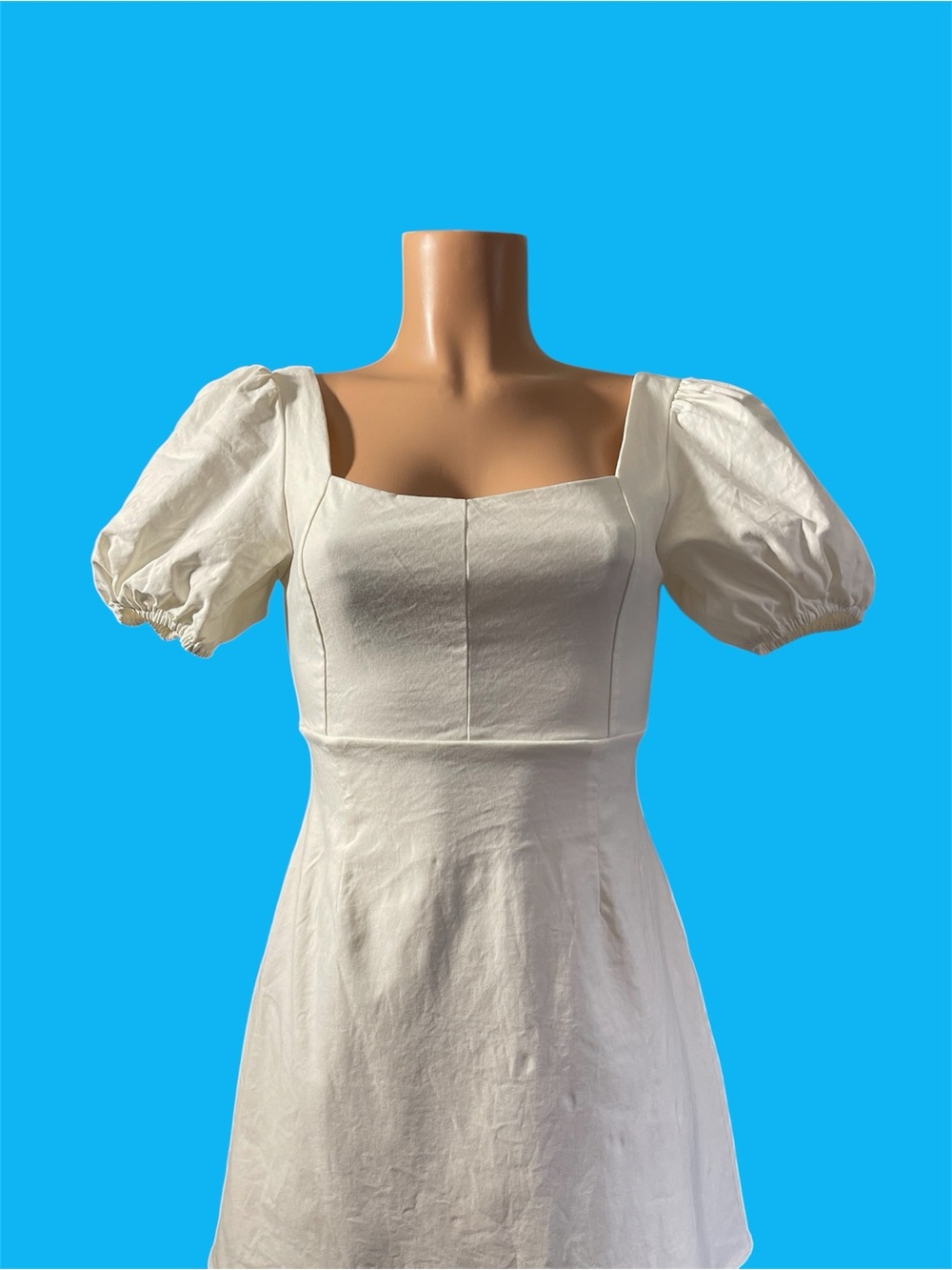 Altar’d State Puff Sleeve White Mini Dress - Picture 2 of 8